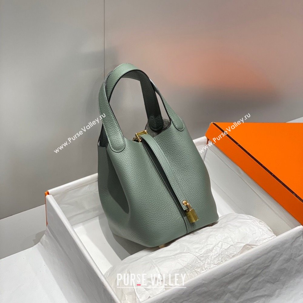 Hermes Picotin Lock Mini Bag 18cm in Togo Calfskin Leather Almond Green 2025 (FL-250809020)