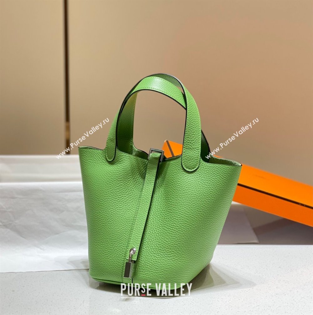 Hermes Picotin Lock Mini Bag 18cm in Togo Calfskin Leather Avocado Green/Silver 2025 (FL-250809014)