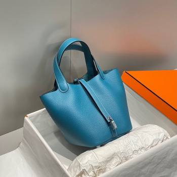 Hermes Picotin Lock Mini Bag 18cm in Togo Calfskin Leather Denim Blue 2025 (FL-250809023)