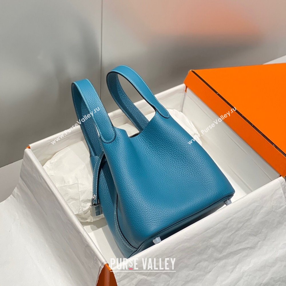 Hermes Picotin Lock Mini Bag 18cm in Togo Calfskin Leather Denim Blue 2025 (FL-250809023)