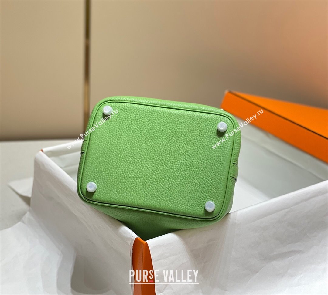 Hermes Picotin Lock Mini Bag 18cm in Togo Calfskin Leather Avocado Green/Silver 2025 (FL-250809014)