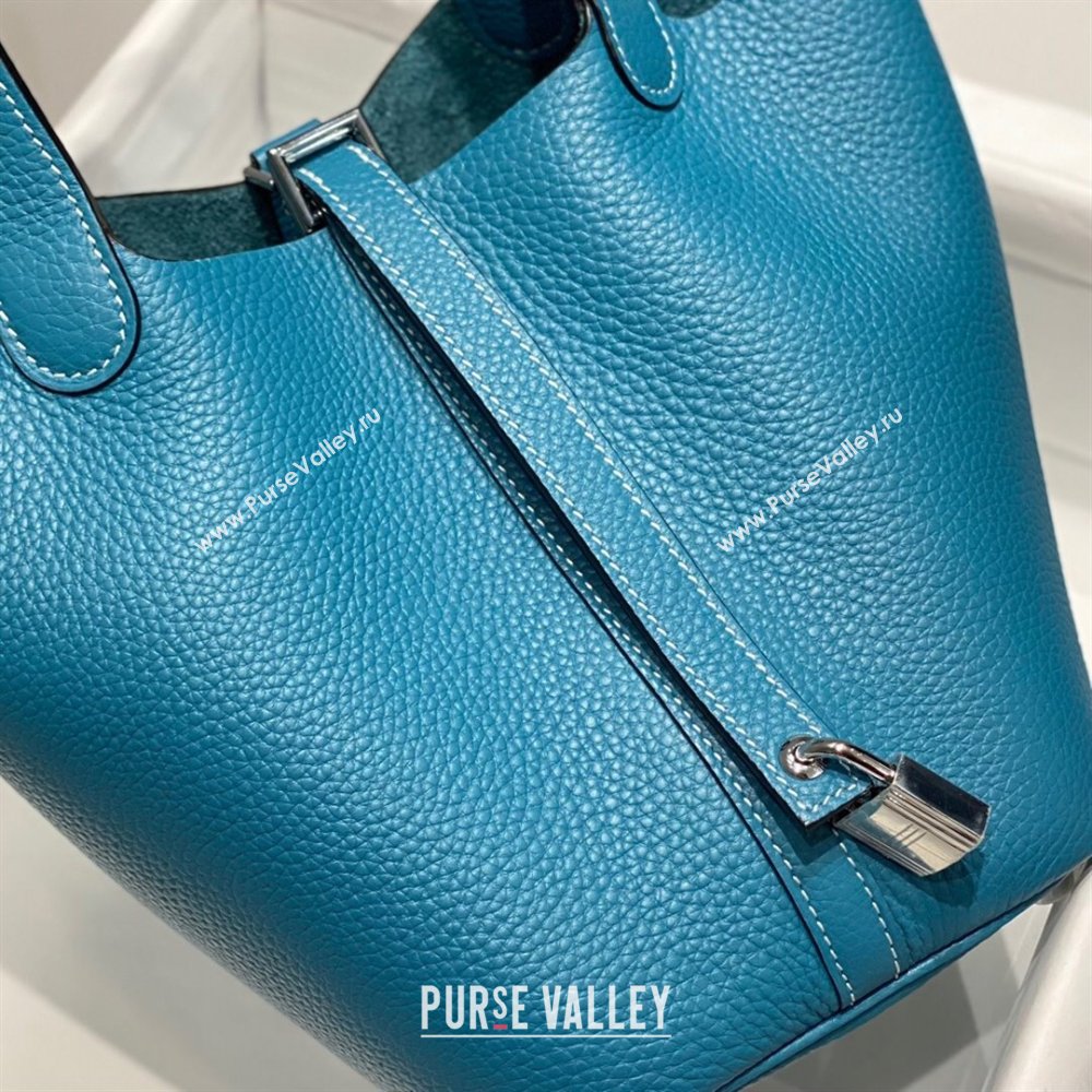 Hermes Picotin Lock Mini Bag 18cm in Togo Calfskin Leather Denim Blue 2025 (FL-250809023)