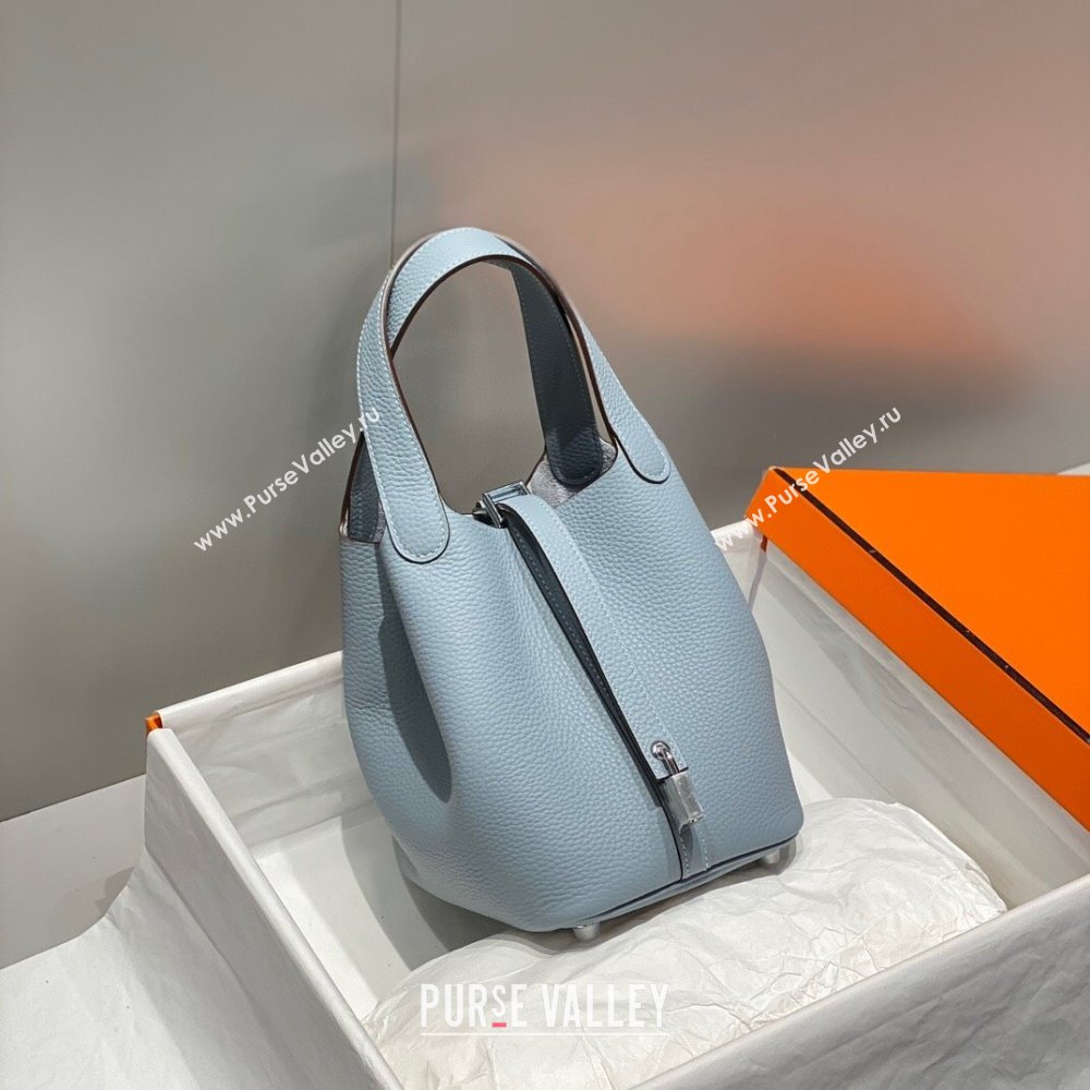 Hermes Picotin Lock Mini Bag 18cm in Togo Calfskin Leather Linen Blue 2025 (FL-250809024)