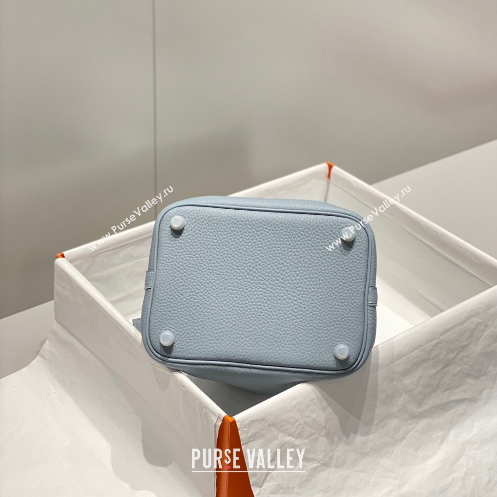 Hermes Picotin Lock Mini Bag 18cm in Togo Calfskin Leather Linen Blue 2025 (FL-250809024)