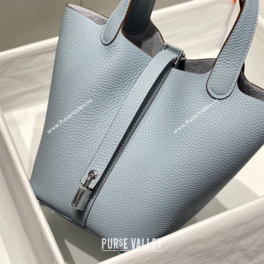 Hermes Picotin Lock Mini Bag 18cm in Togo Calfskin Leather Linen Blue 2025 (FL-250809024)