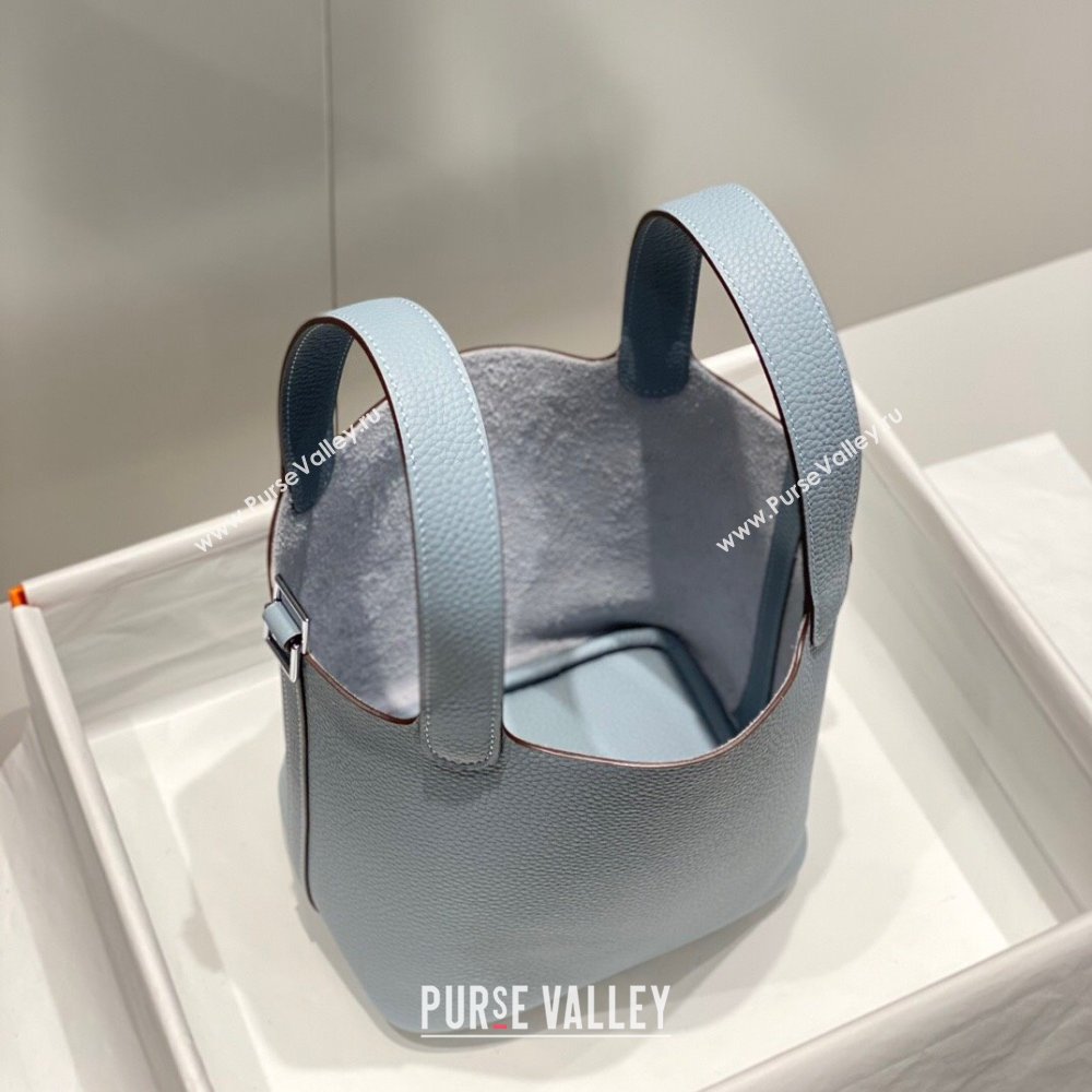 Hermes Picotin Lock Mini Bag 18cm in Togo Calfskin Leather Linen Blue 2025 (FL-250809024)