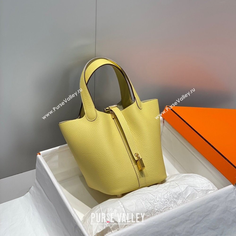 Hermes Picotin Lock Mini Bag 18cm in Togo Calfskin Leather Chick Yellow 2025 (FL-250809025)