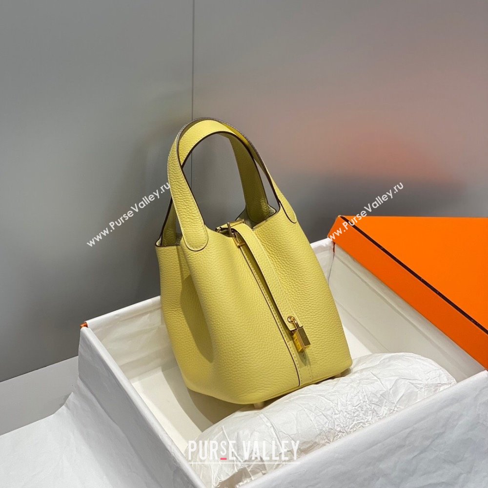 Hermes Picotin Lock Mini Bag 18cm in Togo Calfskin Leather Chick Yellow 2025 (FL-250809025)