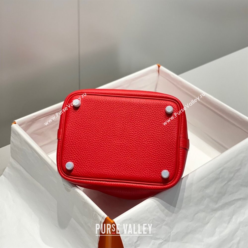 Hermes Picotin Lock Mini Bag 18cm in Togo Calfskin Leather Red/Silver 2025 (FL-250809027)