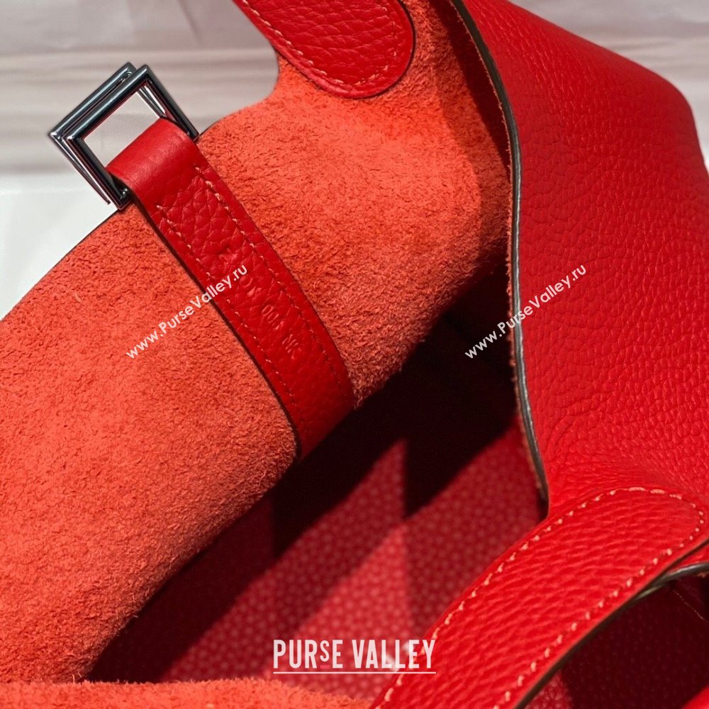 Hermes Picotin Lock Mini Bag 18cm in Togo Calfskin Leather Red/Silver 2025 (FL-250809027)