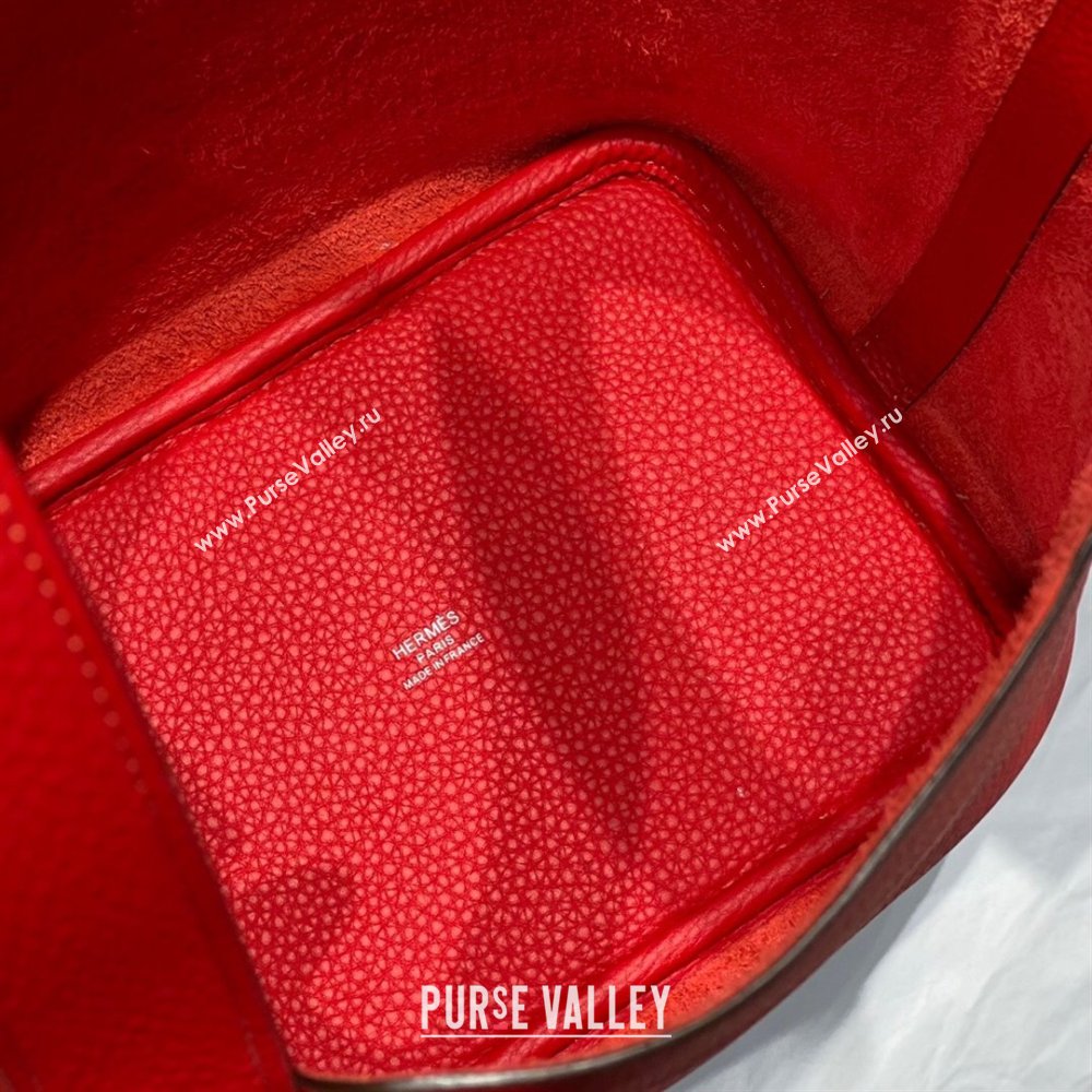 Hermes Picotin Lock Mini Bag 18cm in Togo Calfskin Leather Red/Silver 2025 (FL-250809027)
