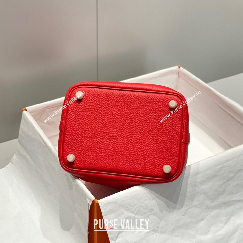 Hermes Picotin Lock Mini Bag 18cm in Togo Calfskin Leather Red/Gold 2025 (FL-250809028)