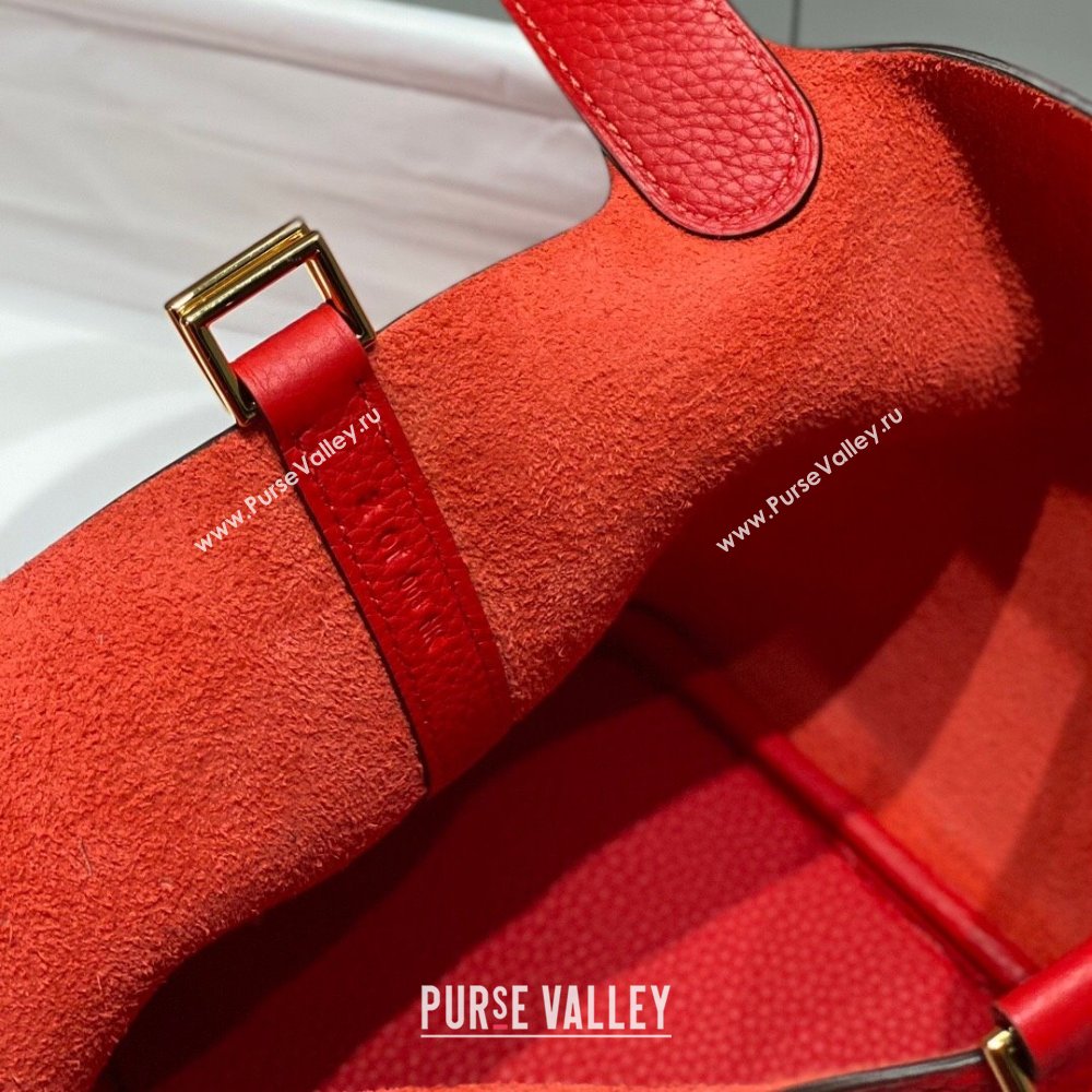 Hermes Picotin Lock Mini Bag 18cm in Togo Calfskin Leather Red/Gold 2025 (FL-250809028)