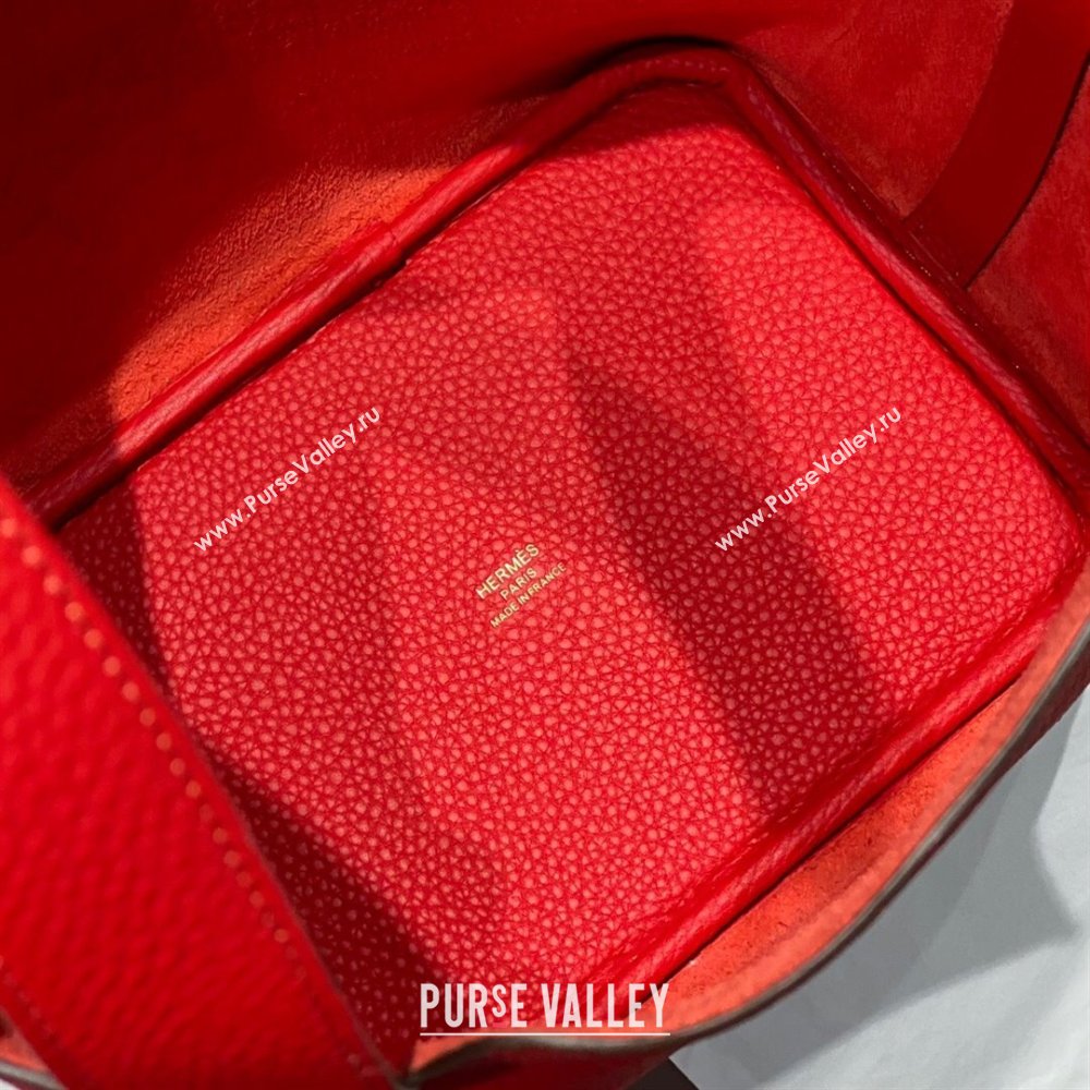 Hermes Picotin Lock Mini Bag 18cm in Togo Calfskin Leather Red/Gold 2025 (FL-250809028)