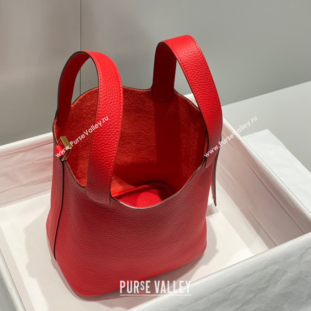 Hermes Picotin Lock Mini Bag 18cm in Togo Calfskin Leather Red/Gold 2025 (FL-250809028)