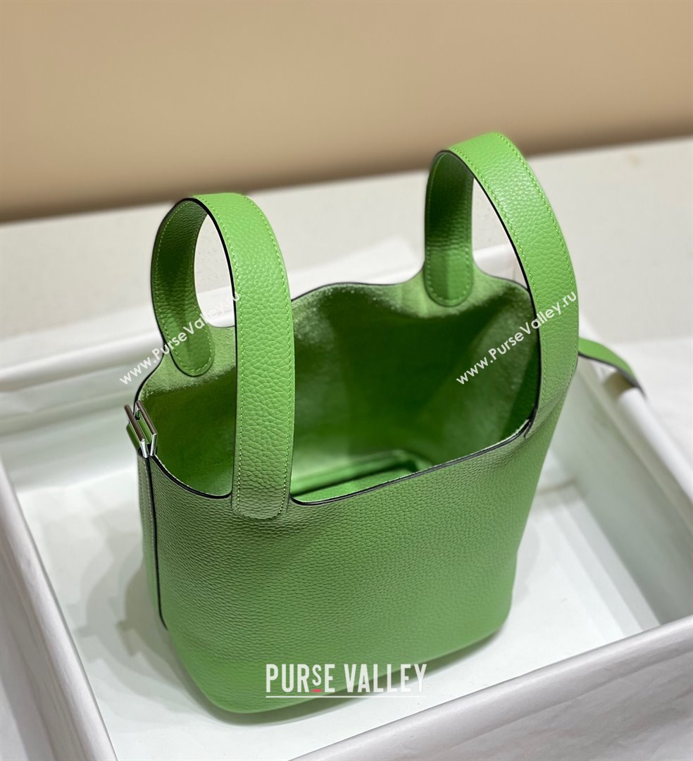 Hermes Picotin Lock Mini Bag 18cm in Togo Calfskin Leather Avocado Green/Silver 2025 (FL-250809014)