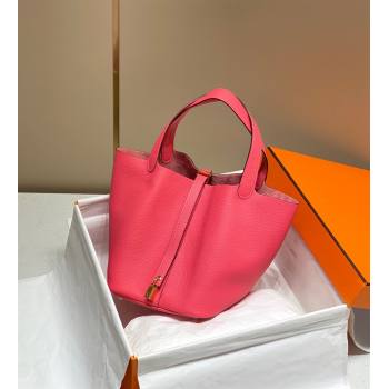 Hermes Picotin Lock Mini Bag 18cm in Togo Calfskin Leather Lipstick Pink 2025 (FL-250809030)