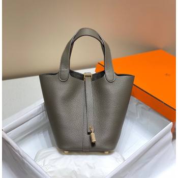 Hermes Picotin Lock Mini Bag 18cm in Togo Calfskin Leather Tin Grey 2025 (FL-250809015)