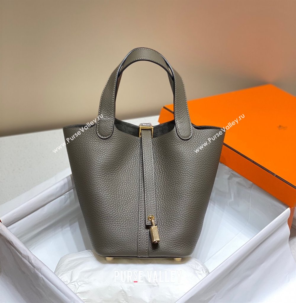 Hermes Picotin Lock Mini Bag 18cm in Togo Calfskin Leather Tin Grey 2025 (FL-250809015)