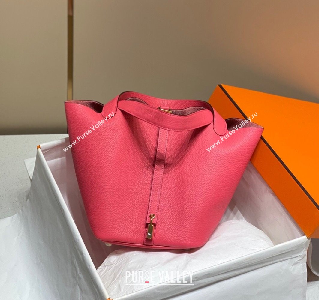 Hermes Picotin Lock Mini Bag 18cm in Togo Calfskin Leather Lipstick Pink 2025 (FL-250809030)