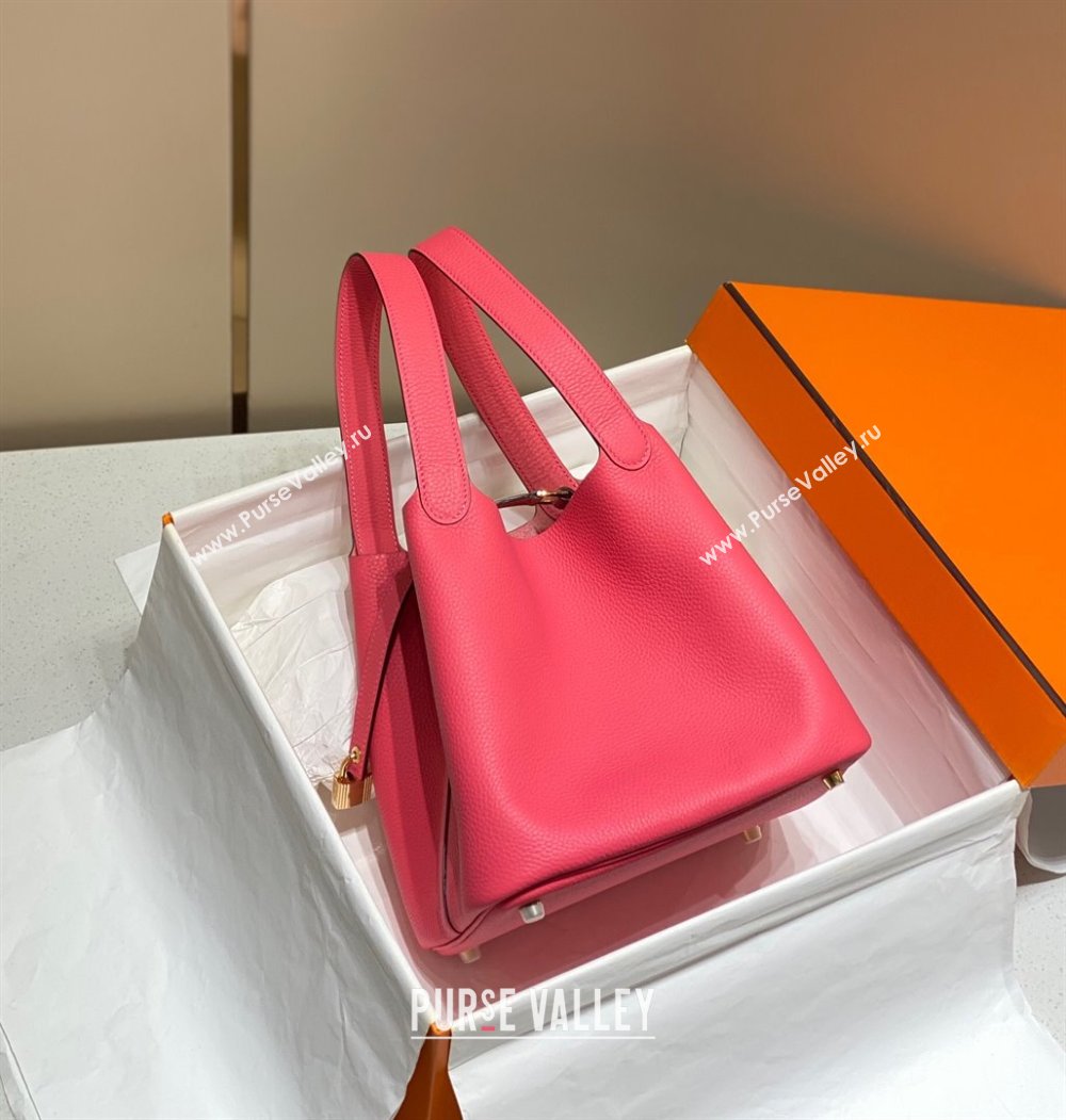 Hermes Picotin Lock Mini Bag 18cm in Togo Calfskin Leather Lipstick Pink 2025 (FL-250809030)