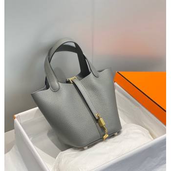 Hermes Picotin Lock Mini Bag 18cm in Togo Calfskin Leather Cloud Grey 2025 (FL-250809031)