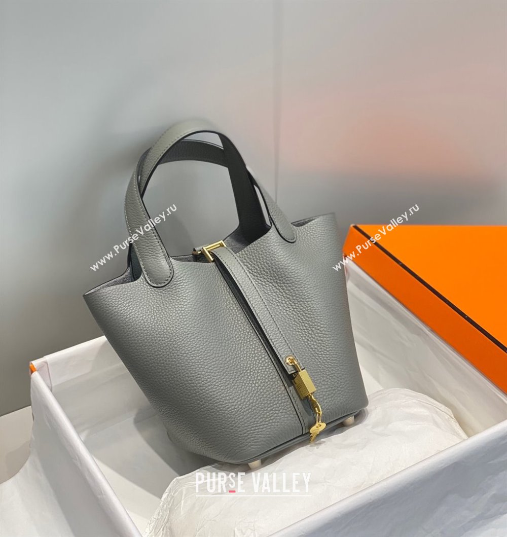 Hermes Picotin Lock Mini Bag 18cm in Togo Calfskin Leather Cloud Grey 2025 (FL-250809031)