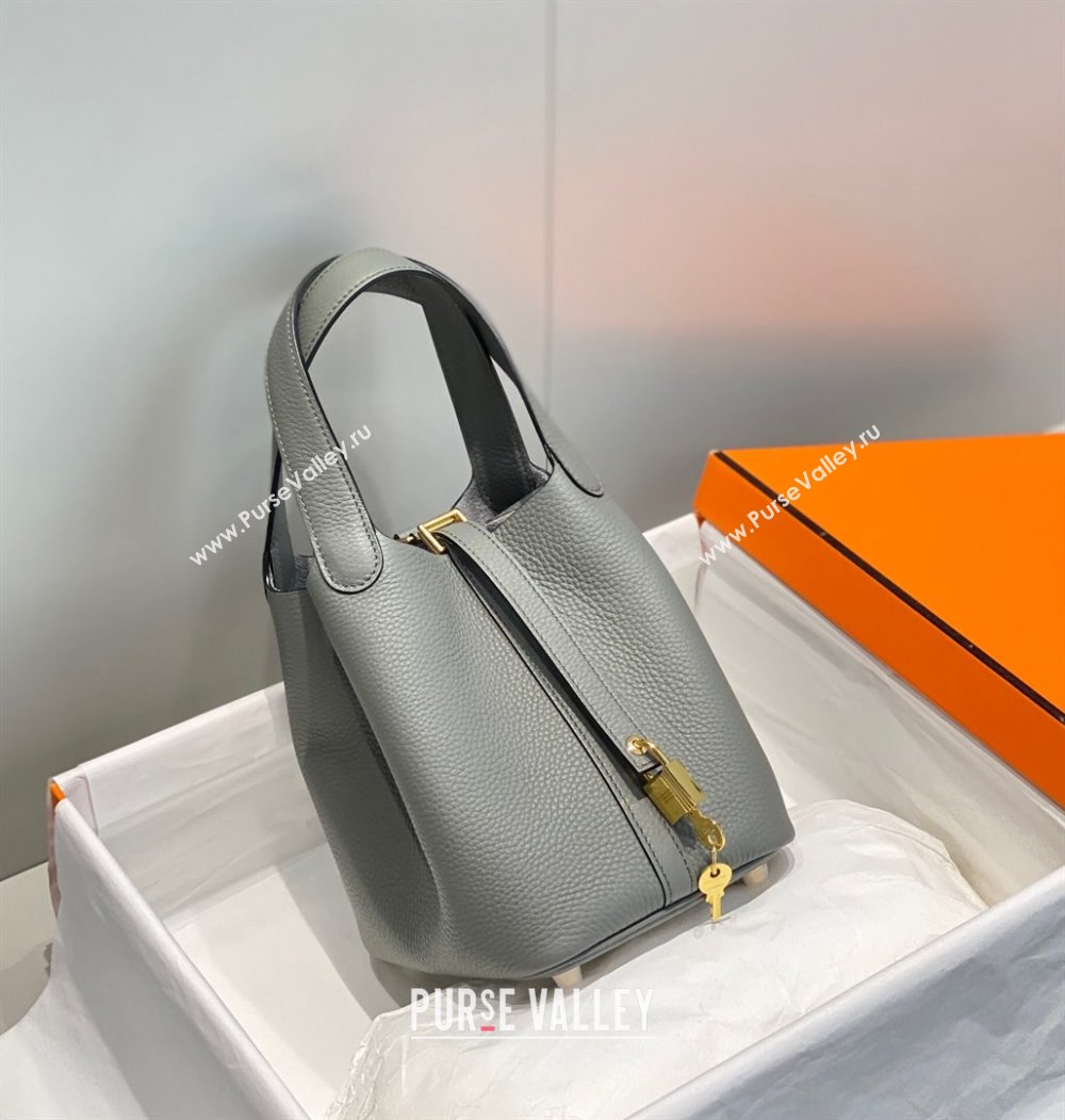 Hermes Picotin Lock Mini Bag 18cm in Togo Calfskin Leather Cloud Grey 2025 (FL-250809031)