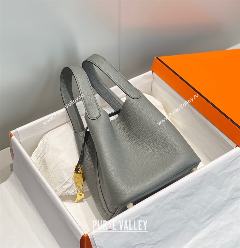 Hermes Picotin Lock Mini Bag 18cm in Togo Calfskin Leather Cloud Grey 2025 (FL-250809031)