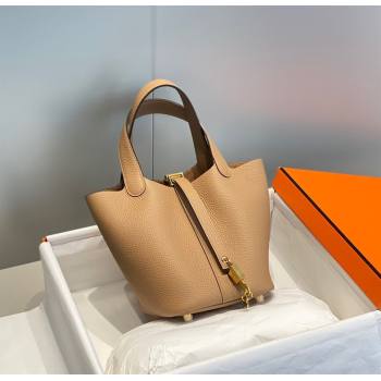 Hermes Picotin Lock Mini Bag 18cm in Togo Calfskin Leather Milk Tea Beige 2025 (FL-250809032)