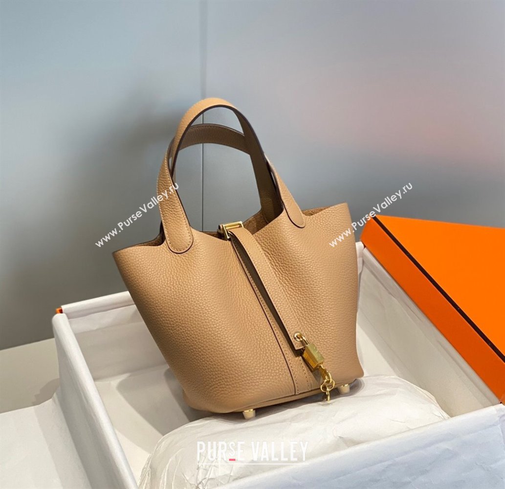 Hermes Picotin Lock Mini Bag 18cm in Togo Calfskin Leather Milk Tea Beige 2025 (FL-250809032)