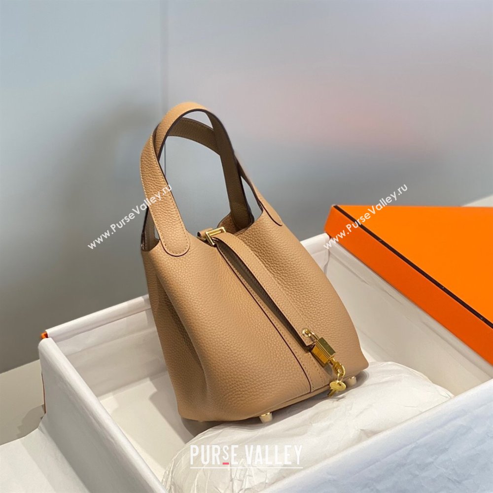 Hermes Picotin Lock Mini Bag 18cm in Togo Calfskin Leather Milk Tea Beige 2025 (FL-250809032)