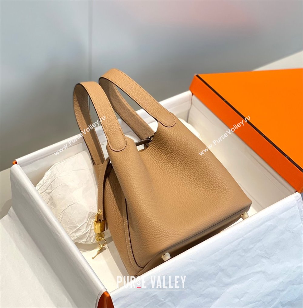 Hermes Picotin Lock Mini Bag 18cm in Togo Calfskin Leather Milk Tea Beige 2025 (FL-250809032)