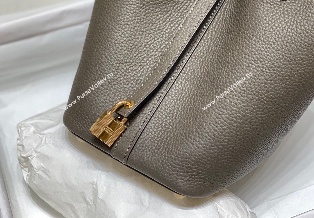 Hermes Picotin Lock Mini Bag 18cm in Togo Calfskin Leather Tin Grey 2025 (FL-250809015)