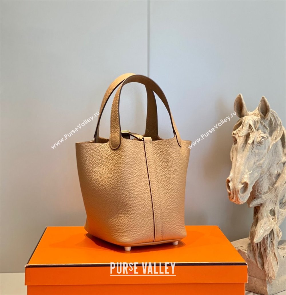 Hermes Picotin Lock Mini Bag 18cm in Togo Calfskin Leather Milk Tea Beige 2025 (FL-250809032)