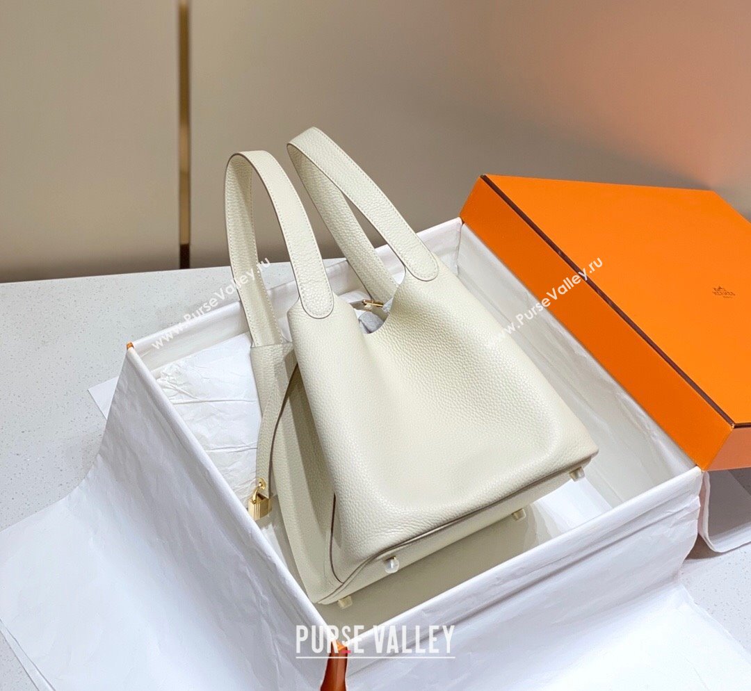 Hermes Picotin Lock Mini Bag 18cm in Togo Calfskin Leather Wool White 2025 (FL-250809034)
