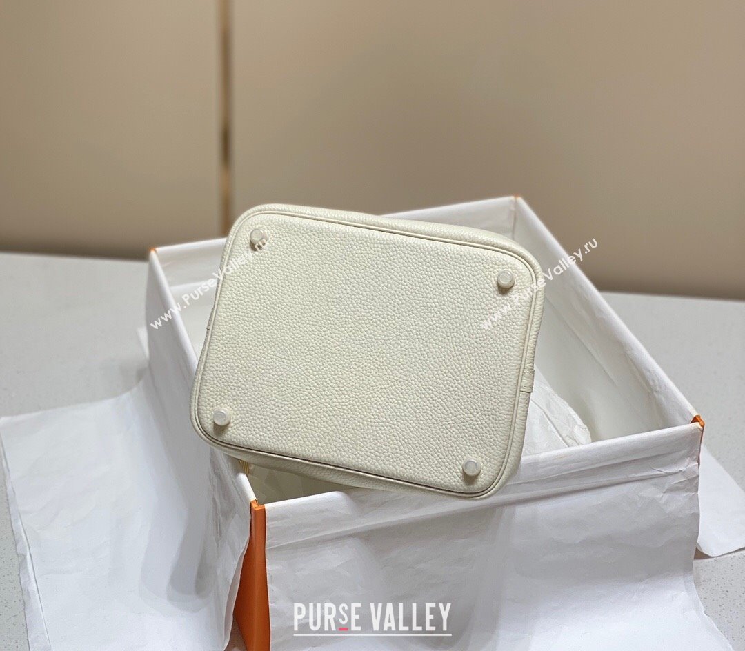 Hermes Picotin Lock Mini Bag 18cm in Togo Calfskin Leather Wool White 2025 (FL-250809034)