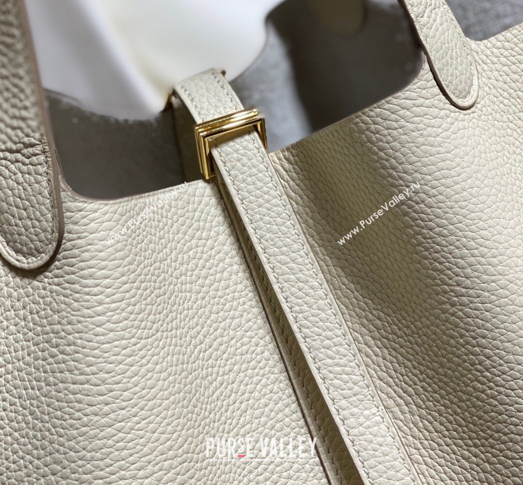 Hermes Picotin Lock Mini Bag 18cm in Togo Calfskin Leather Wool White 2025 (FL-250809034)