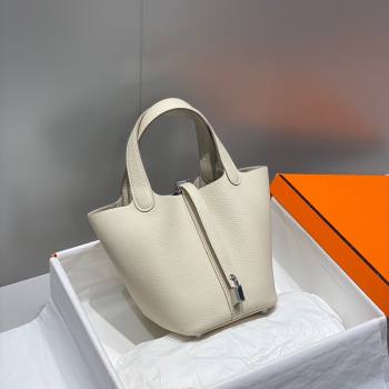 Hermes Picotin Lock Mini Bag 18cm in Togo Calfskin Leather Cream White 2025 (FL-250809035)