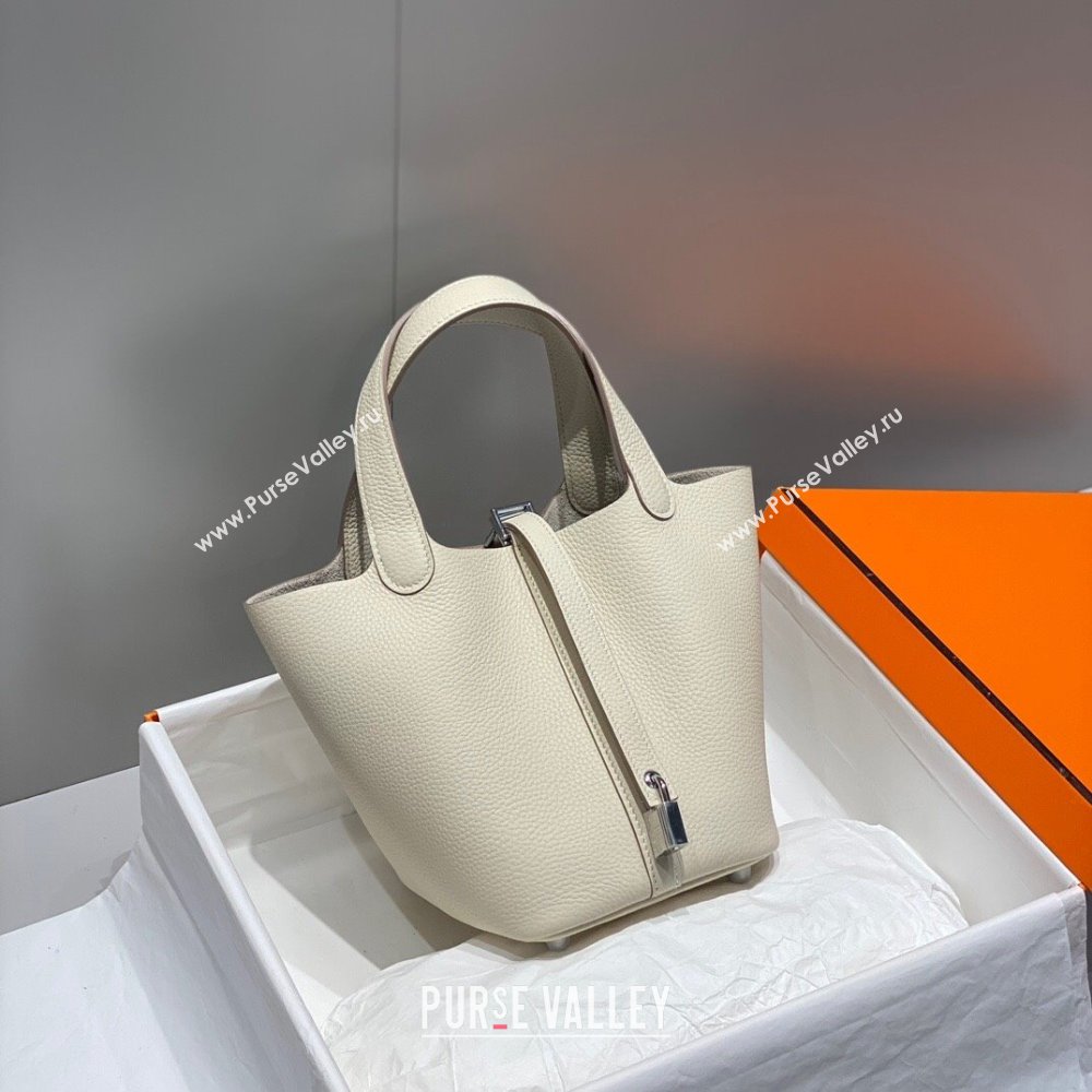 Hermes Picotin Lock Mini Bag 18cm in Togo Calfskin Leather Cream White 2025 (FL-250809035)