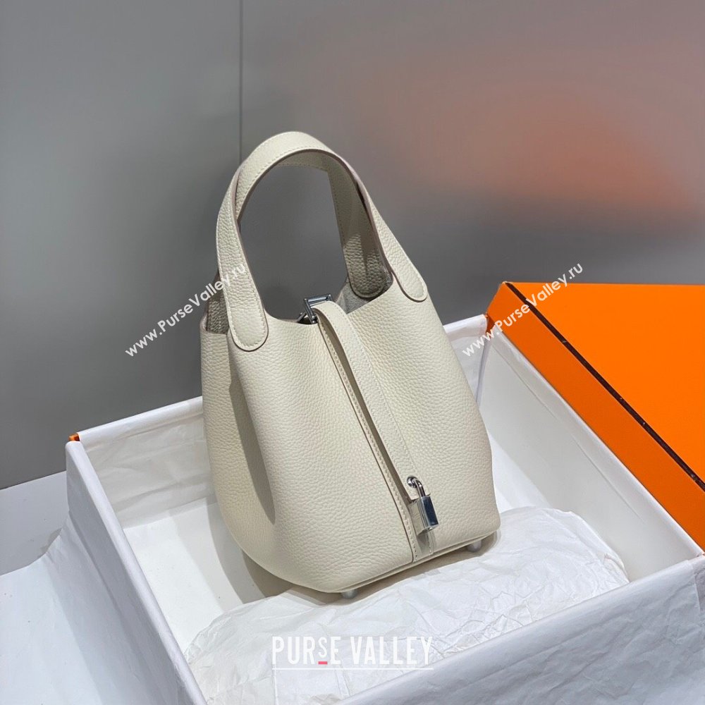 Hermes Picotin Lock Mini Bag 18cm in Togo Calfskin Leather Cream White 2025 (FL-250809035)