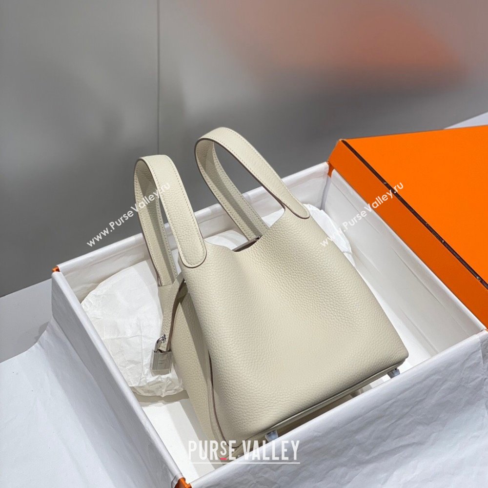 Hermes Picotin Lock Mini Bag 18cm in Togo Calfskin Leather Cream White 2025 (FL-250809035)