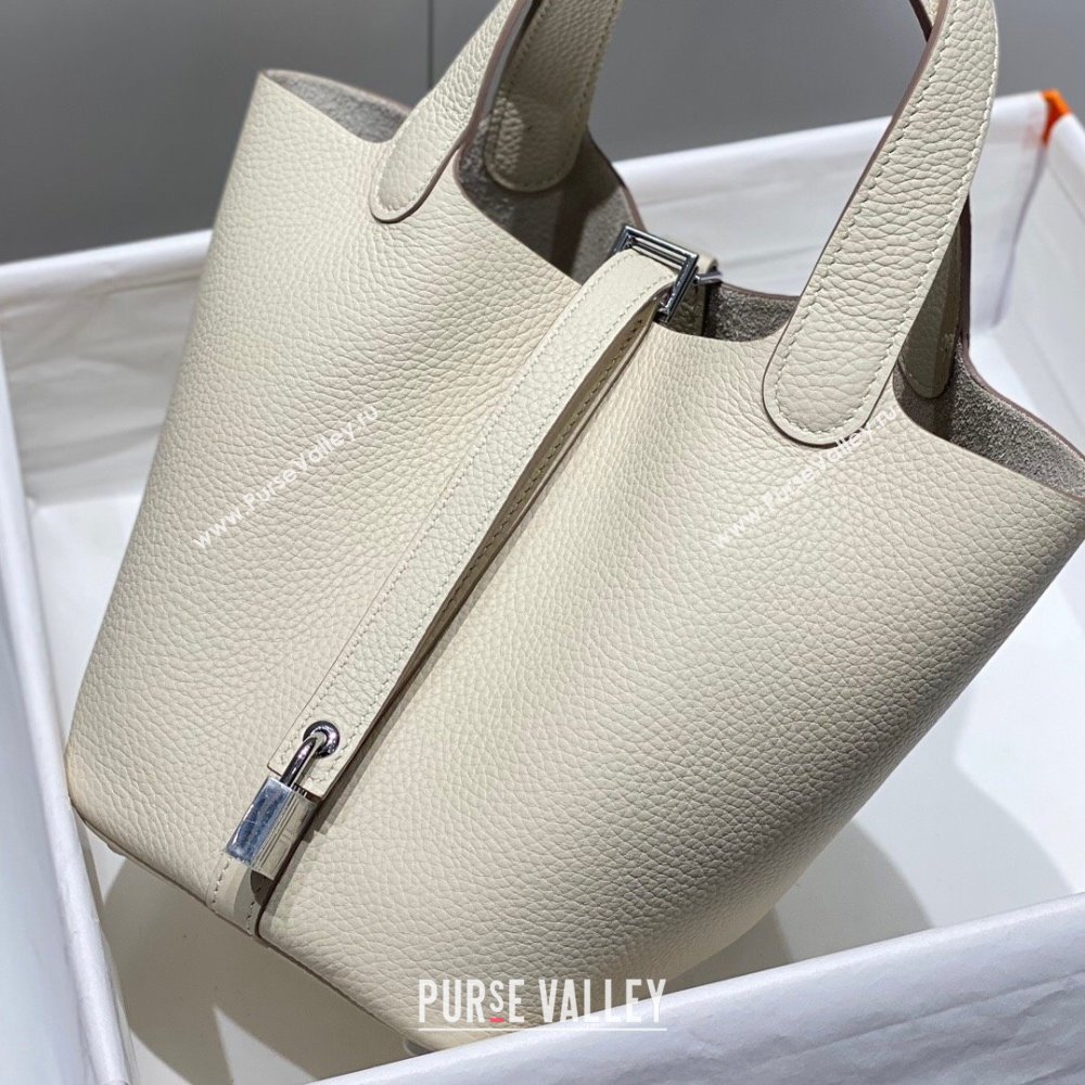 Hermes Picotin Lock Mini Bag 18cm in Togo Calfskin Leather Cream White 2025 (FL-250809035)
