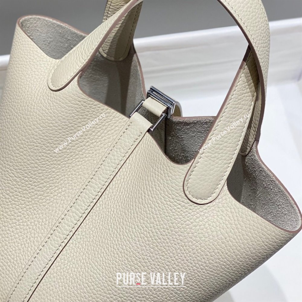 Hermes Picotin Lock Mini Bag 18cm in Togo Calfskin Leather Cream White 2025 (FL-250809035)