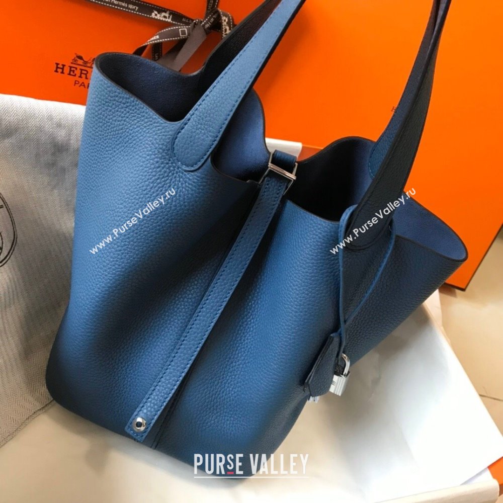 Hermes Picotin Lock Mini Bag 18cm in Togo Calfskin Leather Agate Blue 2025 (FL-250809037)