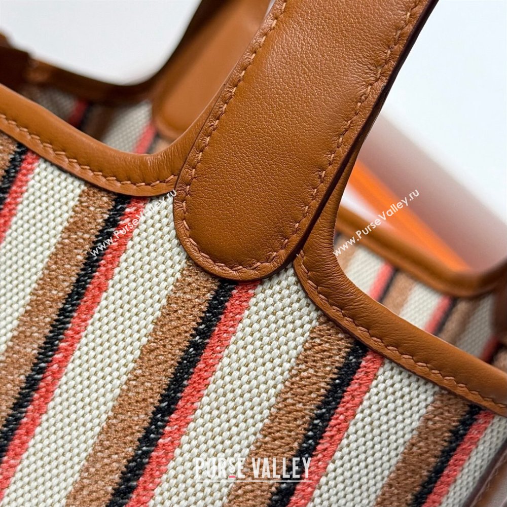 Hermes Picotin Lock Mini Bag 18cm in Striped Canvas and Calfskin Brown 2025 ( Half Handmade) (FL-250809038)