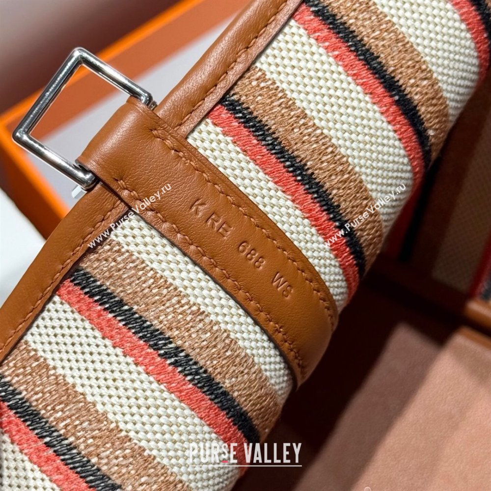 Hermes Picotin Lock Mini Bag 18cm in Striped Canvas and Calfskin Brown 2025 ( Half Handmade) (FL-250809038)