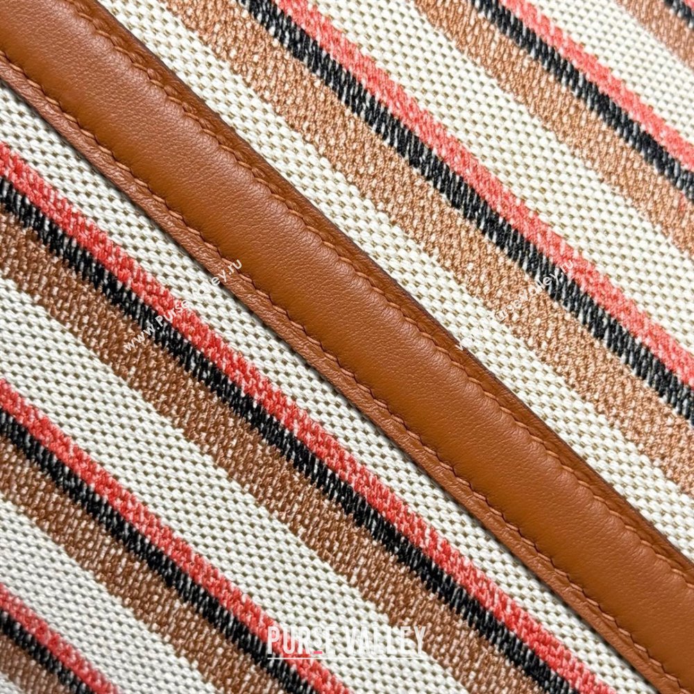 Hermes Picotin Lock Mini Bag 18cm in Striped Canvas and Calfskin Brown 2025 ( Half Handmade) (FL-250809038)