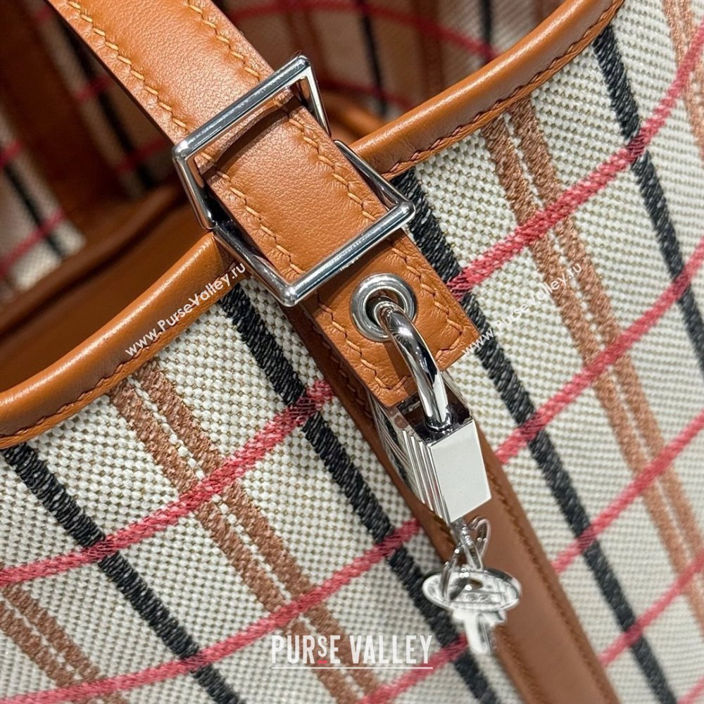 Hermes Picotin Lock Mini Bag 18cm in Plaid Canvas and Calfskin Brown 2025 ( Half Handmade) (FL-250809039)
