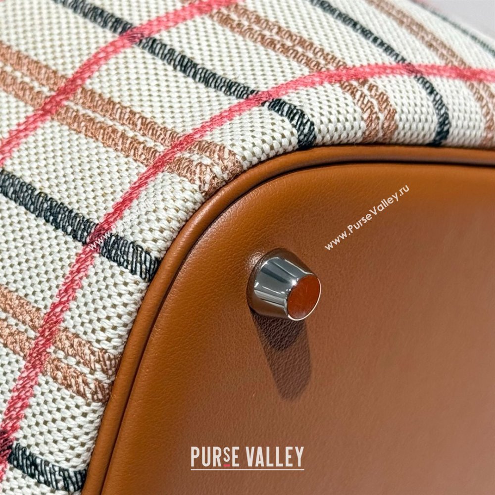 Hermes Picotin Lock Mini Bag 18cm in Plaid Canvas and Calfskin Brown 2025 ( Half Handmade) (FL-250809039)